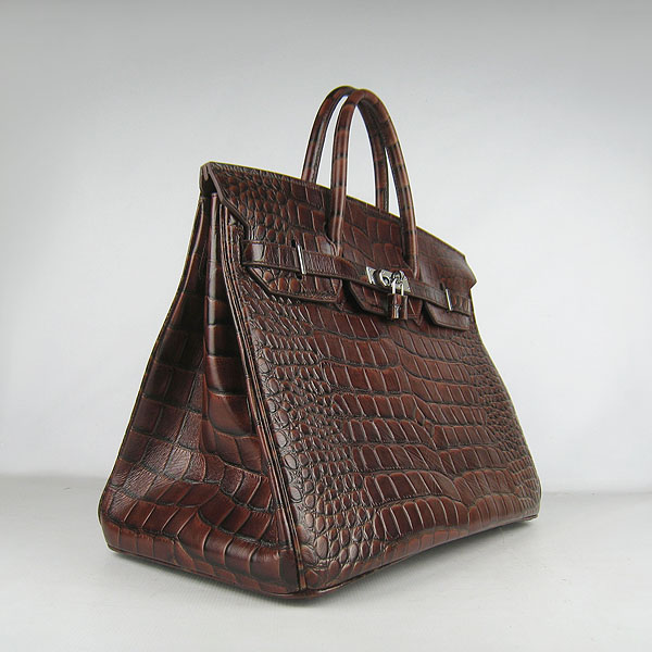 Replica Hermes Birkin 40CM Crocodile Veins Leather Bag Dark Coffee 6099 Online